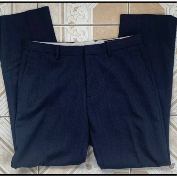 Banana Republic Men’s 33x32 Navy Flat Front Tailored Slim Fit Wool Dress Pants - Picture 1 of 4